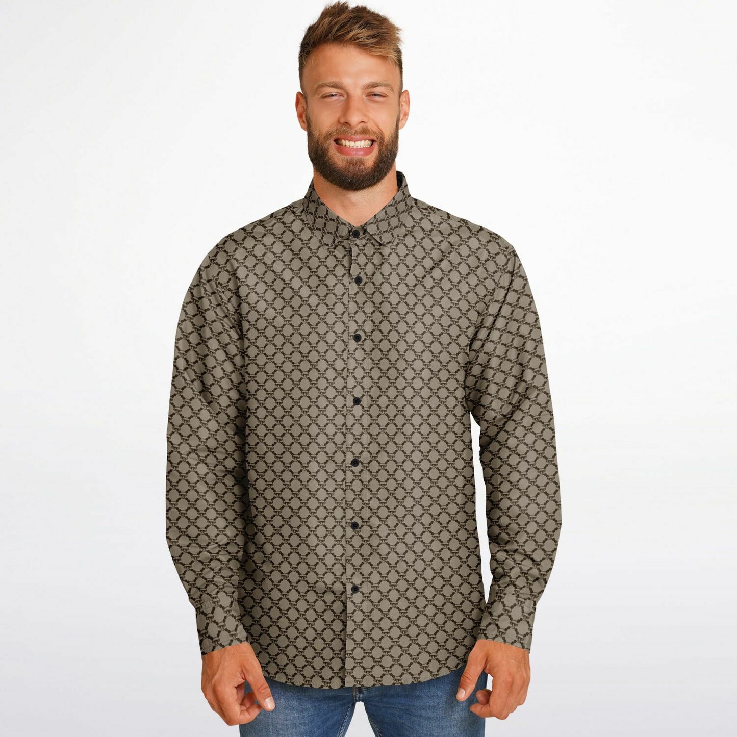 Mushroom Guzzi Long Sleeve Button Down Shirt