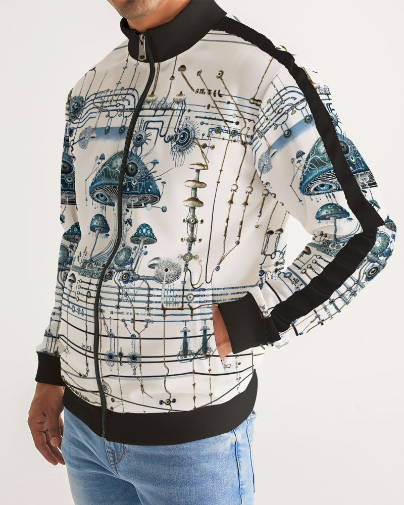 Mushroom Circuitry Men's All-Over Print Stripe Sleeve Track Jacket