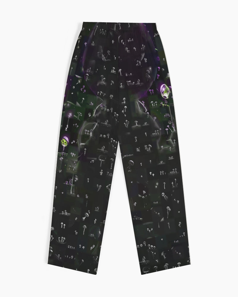 Mushroom Grid Women's Satin Pajama Pants