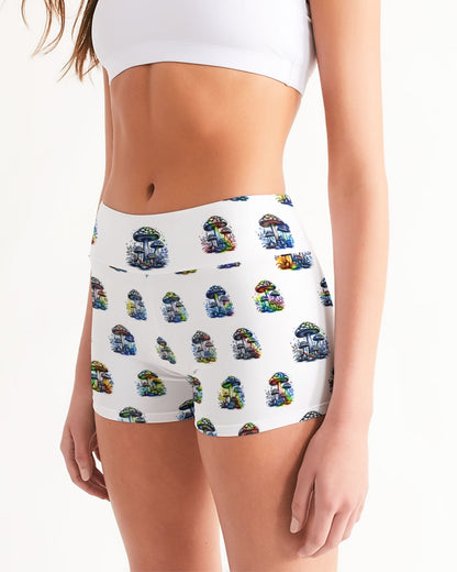 Mushy Rainbows Women's Mid-Rise Yoga Shorts